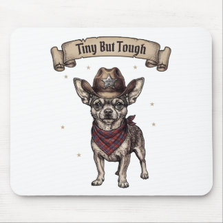 Tiny But Tough Chihuahua Cowboy - Western Dog Art Mouse Pad