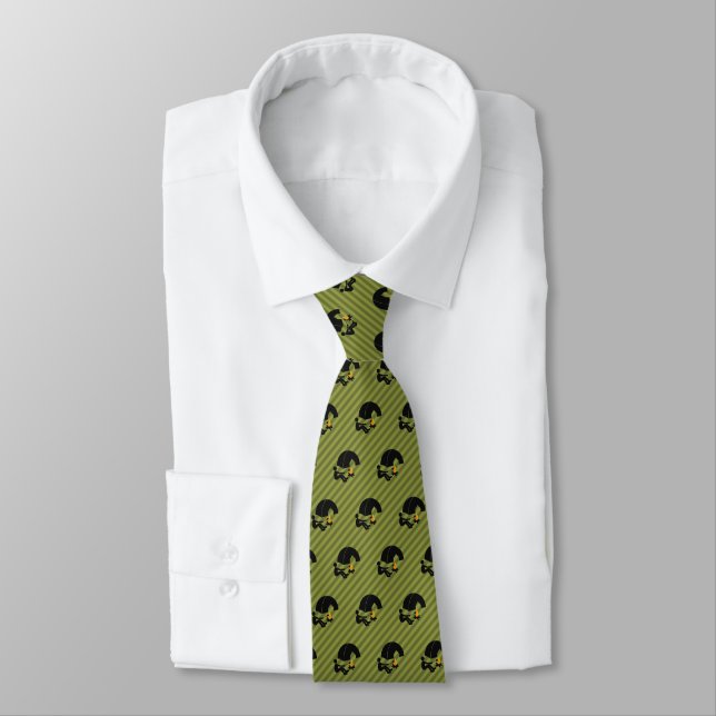 Tiny Camper Guy with Tent and Campfire on Stripy Tie (Tied)