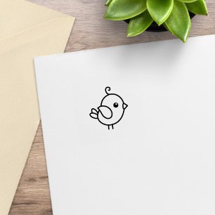 Tiny Cartoon Bird Loyalty Punch Card Get One Free Rubber Stamp