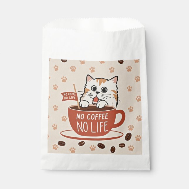 Tiny cat paw prints and coffee beans Poster Favour Bag (Front)