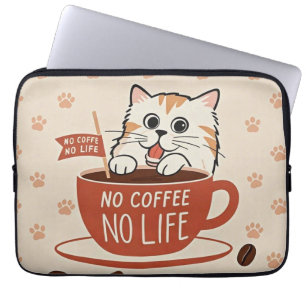 Tiny cat paw prints and coffee beans Poster Laptop Sleeve