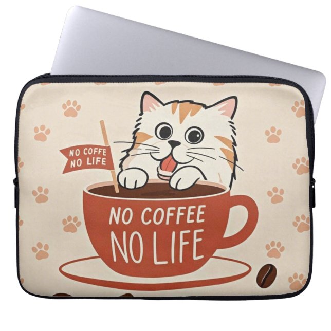 Tiny cat paw prints and coffee beans Poster Laptop Sleeve (Front)