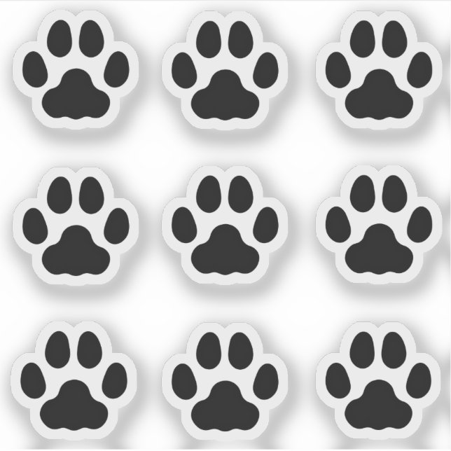 Tiny Cat Paw Prints Black Animal Tracks Stickers (Front)