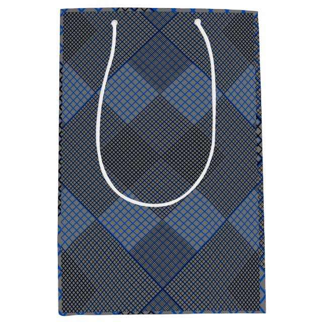 Tiny chequered 2 tones 04A Grey BG Medium Gift Bag (Front)