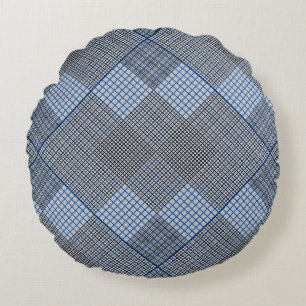 Tiny chequered 2 tones 04A Grey BG Round Pillow