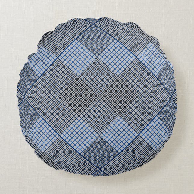 Tiny chequered 2 tones 04A Grey BG Round Pillow (Front)