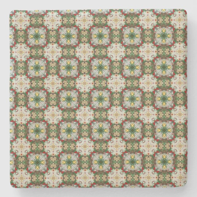 Tiny Christmas Bells Pattern Stone Coaster (Front)