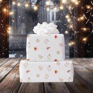 Tiny Christmas Cookies Seamless Pattern   Whiter Wrapping Paper