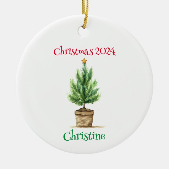 Tiny Christmas Tree Personalized Ornament (Front)