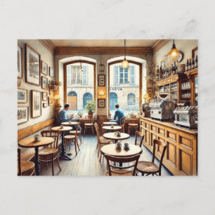 Tiny Coffeeshop in Geneva Switzerland Postcard