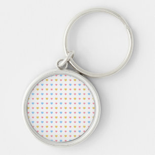 Tiny Colourful Hearts Pattern Pink Blue Yellow Keychain
