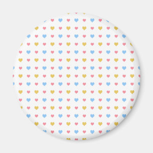 Tiny Colourful Hearts Pattern Pink Blue Yellow Magnet