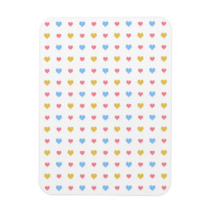 Tiny Colourful Hearts Pattern Pink Blue Yellow Magnet