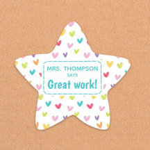 Tiny colourful hearts teacher's compliment