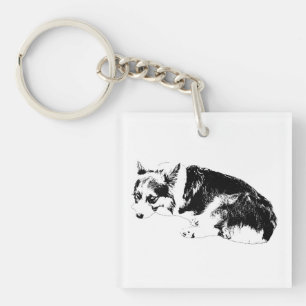 Tiny Corgi, Graphic Tile Keychain