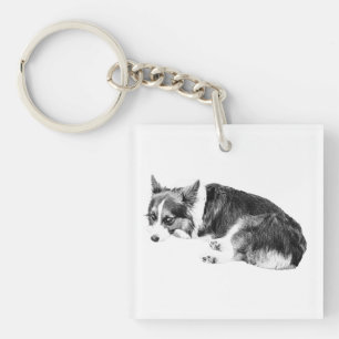 Tiny Corgi, Loyal Square Keychain