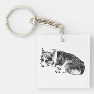 Tiny Corgi, Loyal Tile Keychain