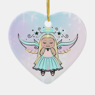 Tiny cute little angels by Renee Lavoie  Ceramic O Ornament
