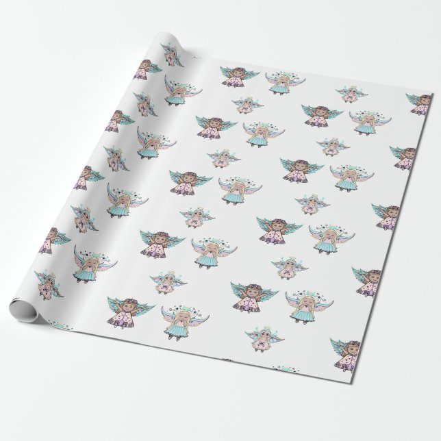 Tiny cute little angels by Renee Lavoie Wrapping Paper (Unrolled)