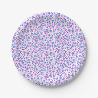 Tiny cute white blue pink floral pattern paper plate