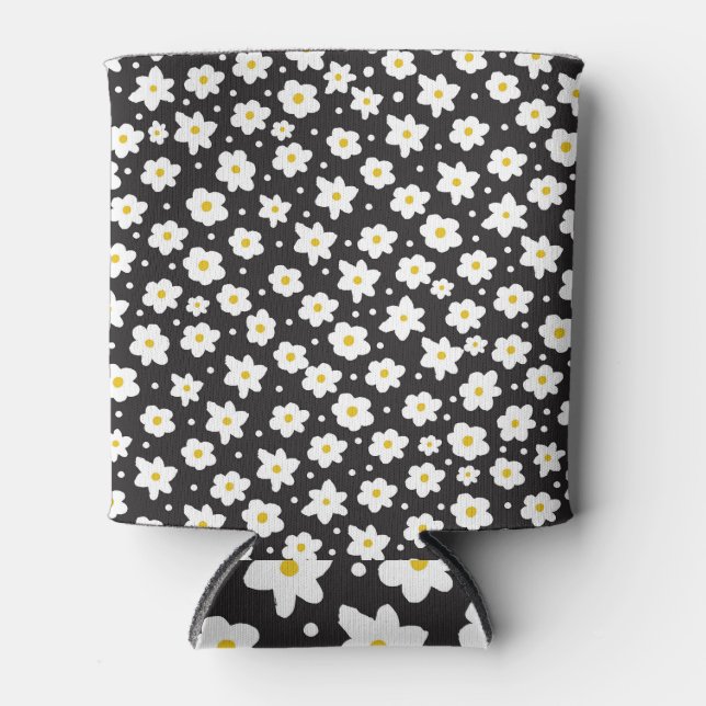 Tiny daisies, vintage, seamless background. can cooler (Front)