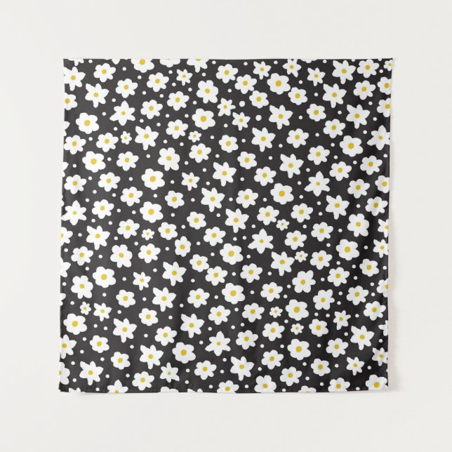 Tiny daisies, vintage, seamless background. tapestry (Front)