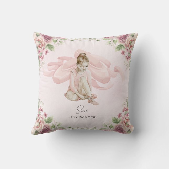 Tiny Dancer Ballerina Personalized Throw Pillow (Back)