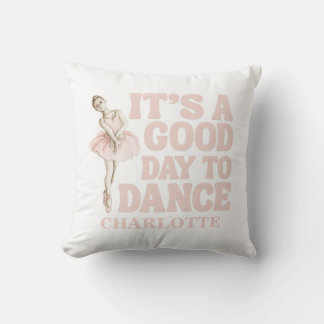 Tiny Dancer Ballerina Pink Blush Girls Birthday Throw Pillow