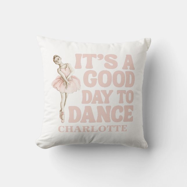 Tiny Dancer Ballerina Pink Blush Girls Birthday Throw Pillow (Front)