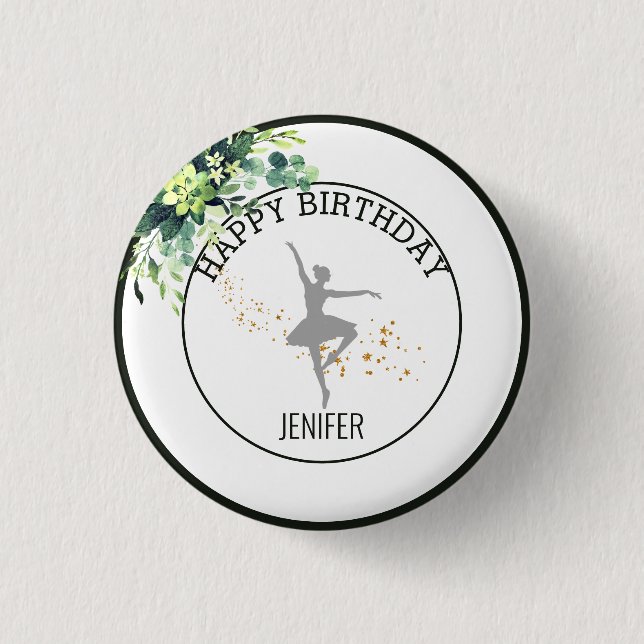 Tiny Dancer | Pink Floral Ballet Birthday Party 1 Inch Round Button (Front)
