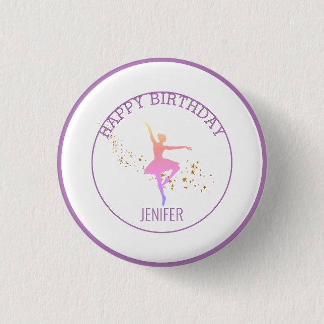 Tiny Dancer | Pink Floral Ballet Birthday Party  1 Inch Round Button (Front)