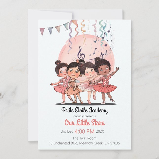Tiny Dancers Recital Invite – Custom Studio (Front)