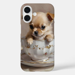 Tiny Delight: Chihuahua Puppy in a Teacup iPhone 16 Case