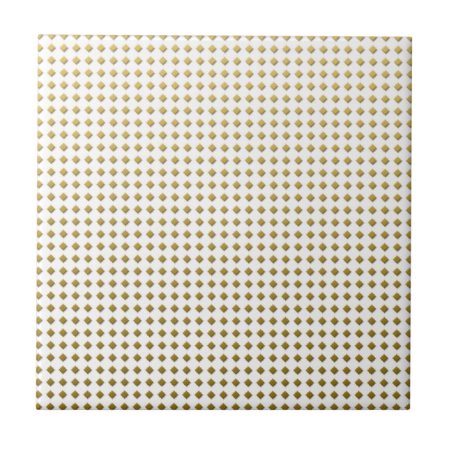 Tiny Diamonds Squares Golden Yellow Pattern Tile (Front)