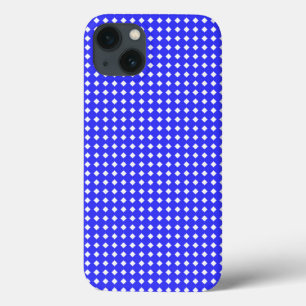 Tiny Diamonds Squares Pattern Cobalt Blue White iPhone 13 Case
