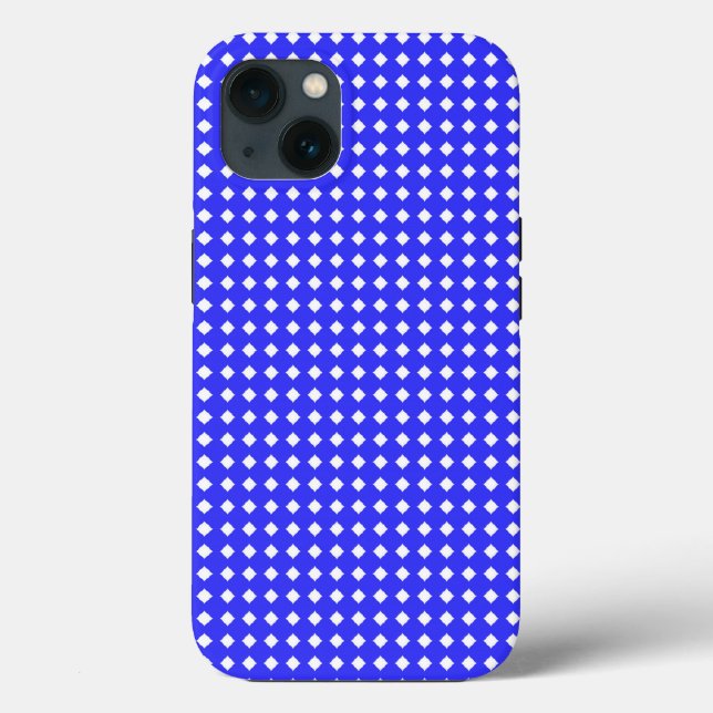 Tiny Diamonds Squares Pattern Cobalt Blue White Case-Mate iPhone Case (Back)