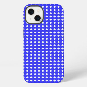 Tiny Diamonds Squares Pattern Cobalt Blue White iPhone 13 Case
