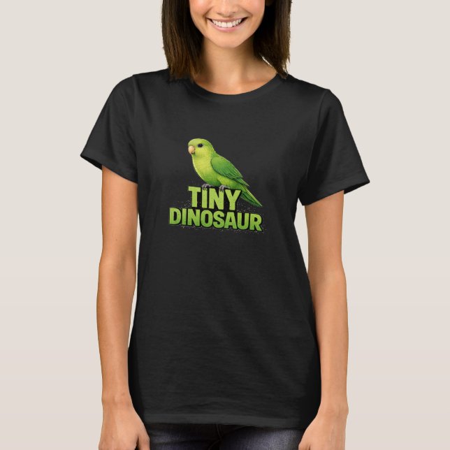 Tiny Dinosaur Parrotlet - Black T-Shirt (Front)