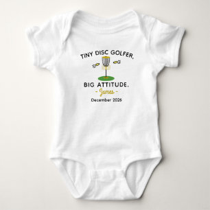 Tiny Disc Golfer Big Attitude - Disc Golfing Baby Bodysuit