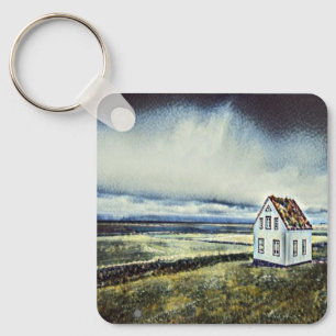 Tiny distant lonely house keychain
