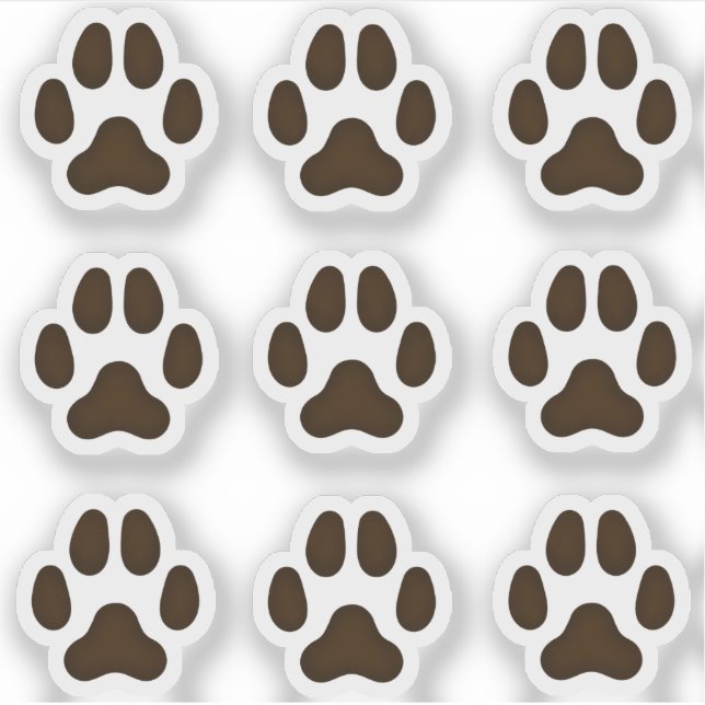 Tiny Dog Paw Prints Dark Brown Pet Stickers (Front)