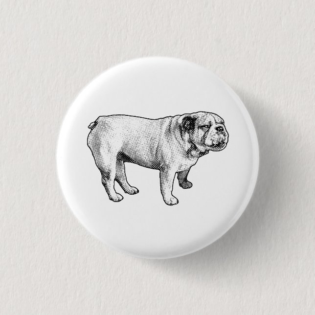 tiny dot joy, bulldog 1 inch round button (Front)