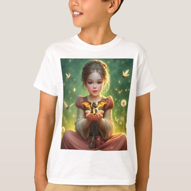 Tiny Dragon Keeper with Butterflies T-Shirt (Front)