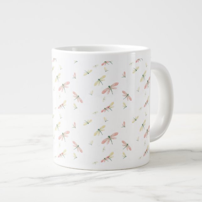 Tiny Dragonflies on White Large 15oz Mug (Front Right)