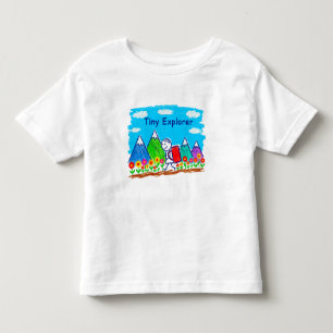 Tiny Explorer Stick Figure Hiking Illustration Toddler T-shirt
