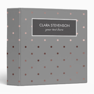tiny faux rose gold grey polka dots pattern binder