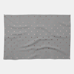 tiny faux rose gold grey polka dots pattern kitchen towel
