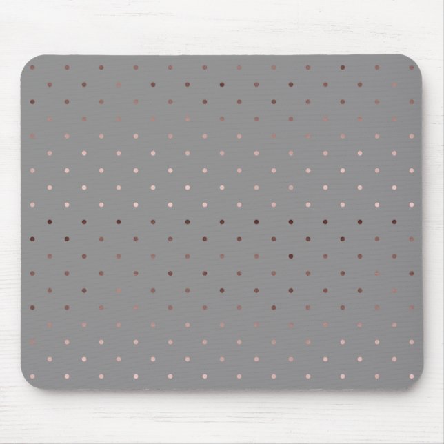 tiny faux rose gold grey polka dots pattern mouse pad (Front)