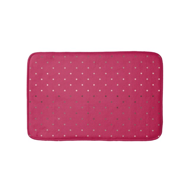 tiny faux rose gold pink polka dots pattern bath mat (Front)