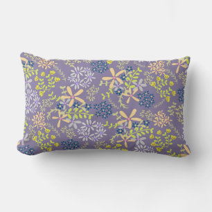 Tiny Floral Greyish Lumbar Pillow